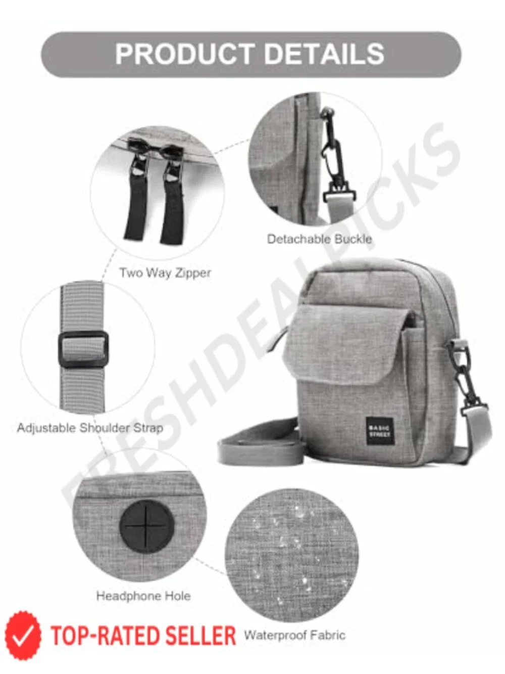 Nylon Crossbody Sling Bag Travel Passport Wallet Adjustable Strap